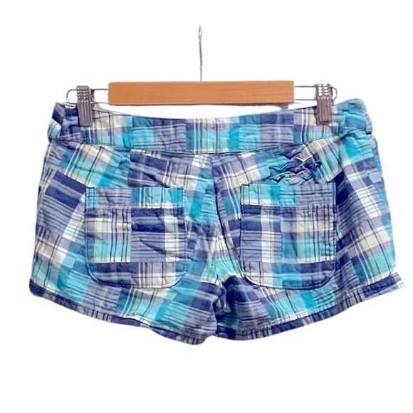 Roxy Plaid Blue & White Shorts - Picture 2 of 3